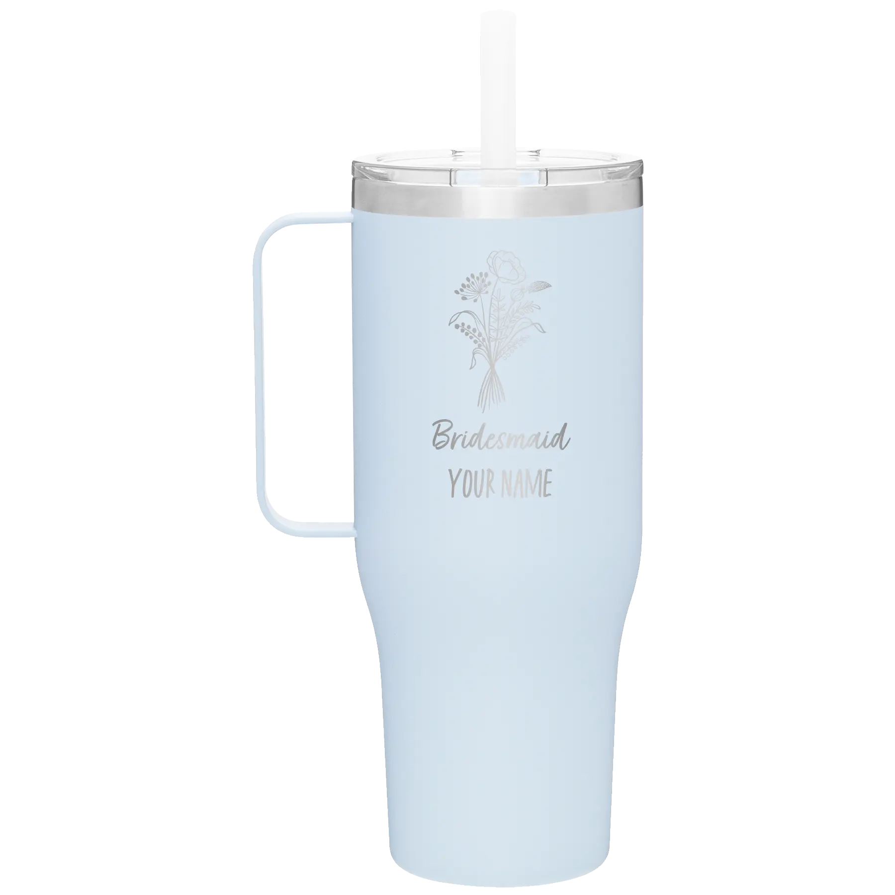 Personalized Bridesmaid with flowers 40 oz Tumbler Mug - Landfall