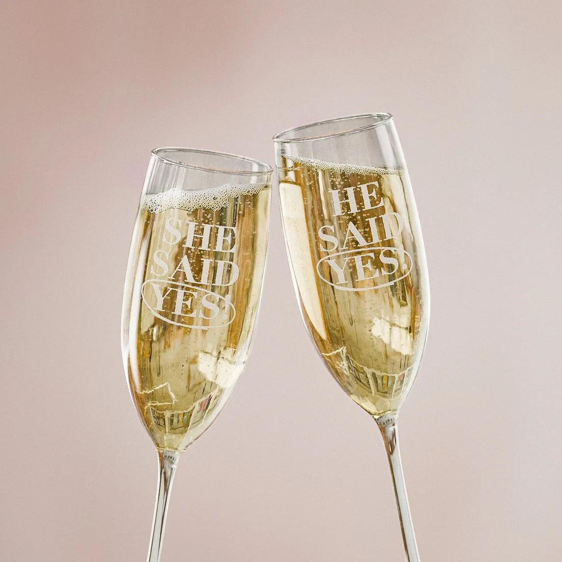 Glass Laser Engraving: Custom Bride and Groom Champagne Glasses