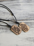 Personalized Wood Engraved Kids Name Necklace